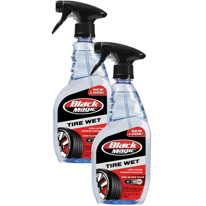 Black Magic 120217 Tire Wet, 23oz (Pack of 2) -Specially Formulated Tire Shine to Keep Them Looking Wet, Black, and Glossy with One Quick Spray - Image 1